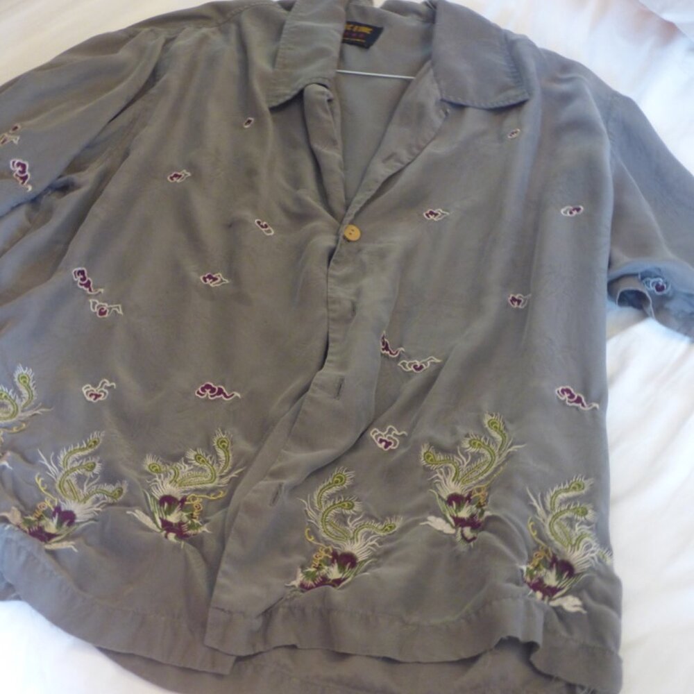 Silk dragon short-sleeved shirt